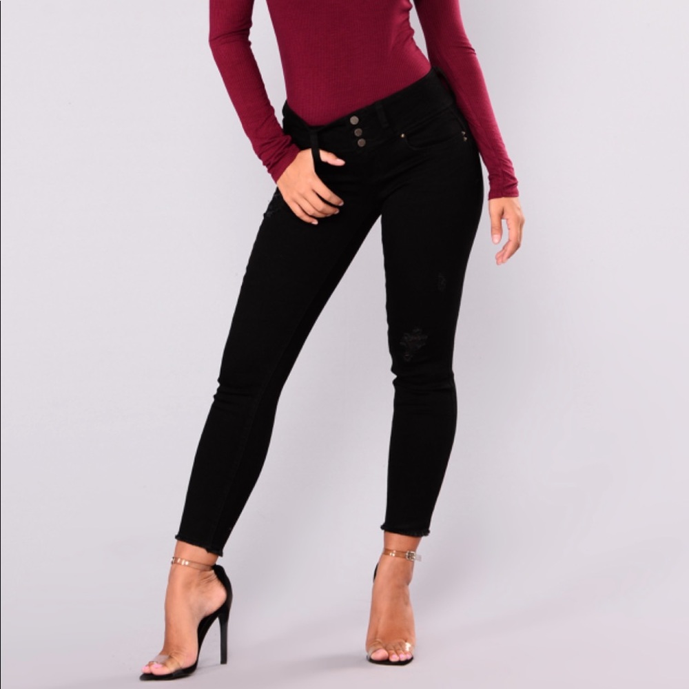 Fashionnova Disstressed Black Jeans